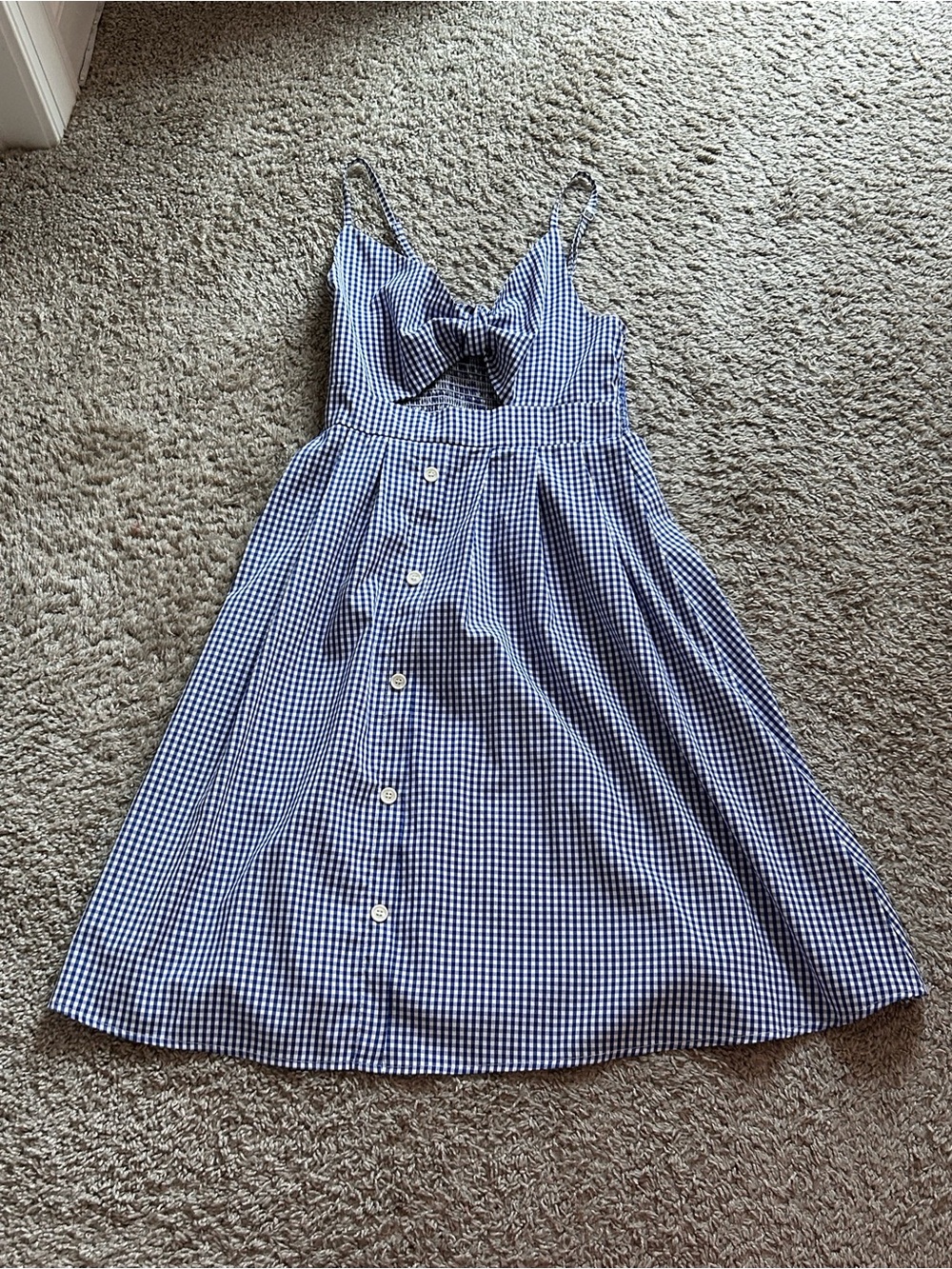 gingham button front midi dress